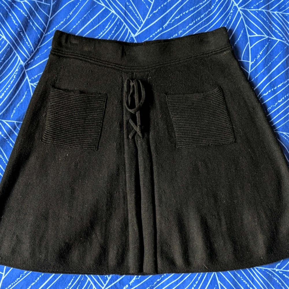 Candie's Black Lace Up Knit A-line Skirt